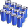 AIANJI 20oz Tumbler Bulk Stainless Steel Tumblers with Lid Vacuum Insulated Double Wall Travel Coffee Mug Powder Coated Tumbler Cup for Hot and Cold Drinks(Dark Blue, 12 pack) by AIANJI