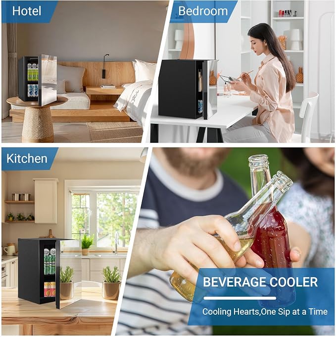 Stopasd Compact Beverage Refrigerator, 0.9 Cu.Ft/24 Can Mini Fridge with Adjustable Shelves & Mirror Door for Drink and Cosmetics,Quiet Compact Countertop Skincare Fridge for Bedroom/Office/Bar - Image 7