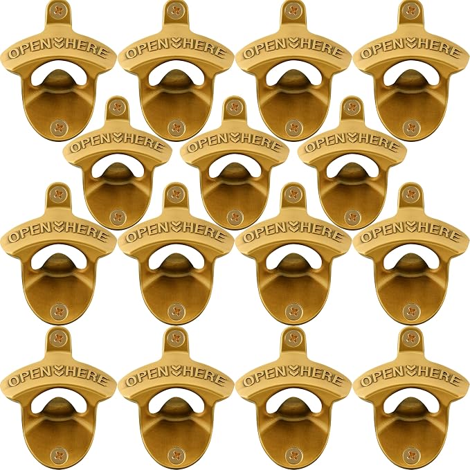 15 PCS Aged Gold Bottle Opener Wall Mounted Beer Cap Opener Mountable Bulk by Wallmountedbottleopener