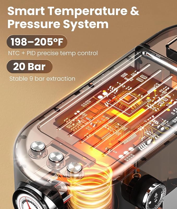 atatix Espresso Machine with Milk Frother, 20 Bar Pressure Espresso Maker - Image 7
