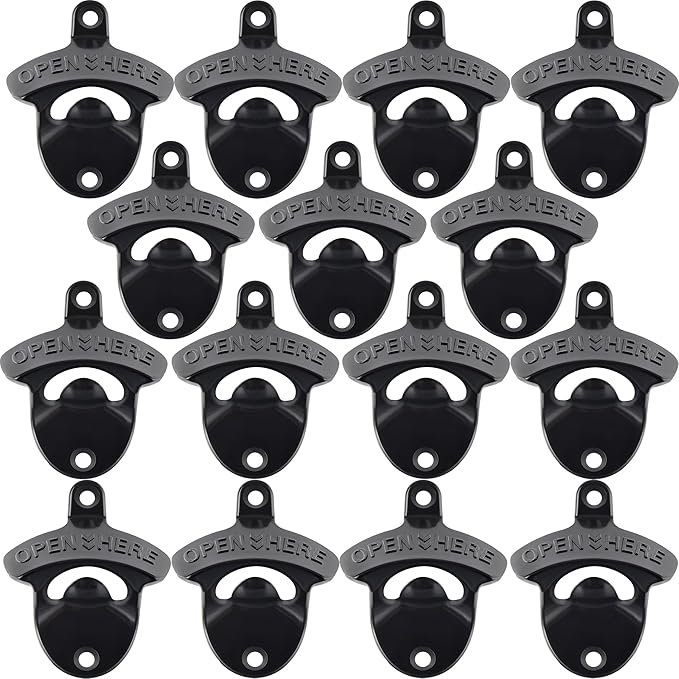 15 Packs Classic Beer Top Opener Wall Mounted Black Screw in Bottle Cap Opener by Wallmountedbottleopener