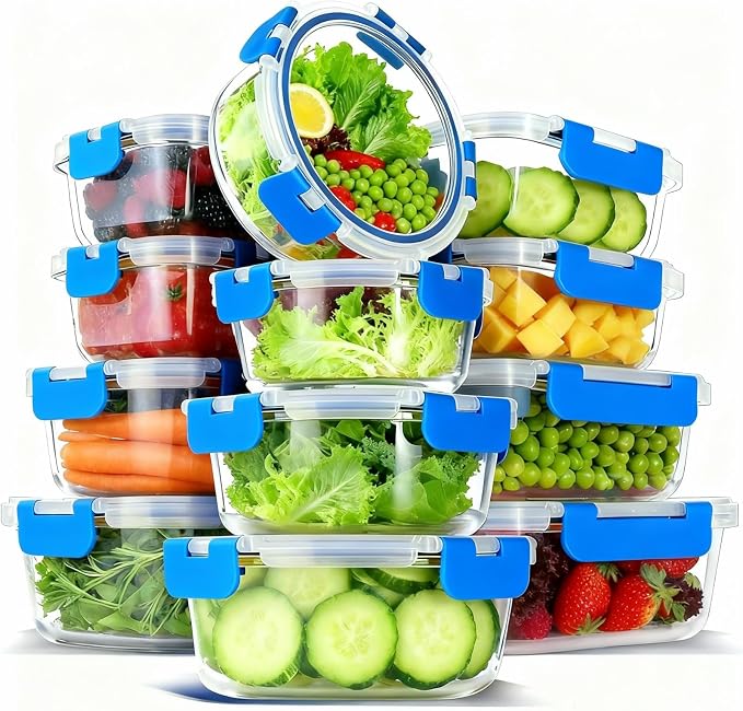 12 Pack Glass Food Storage Container Set by Bestfull
