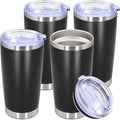 20oz Tumbler Stainless Steel Tumbler Cup with Lid Vacuum Insulated Double Wall Travel Mug, Durable Powder Coated Travel Coffee Tumbler Mug for Hot & Cold Drinks, Black,4 Pack by AUWBON