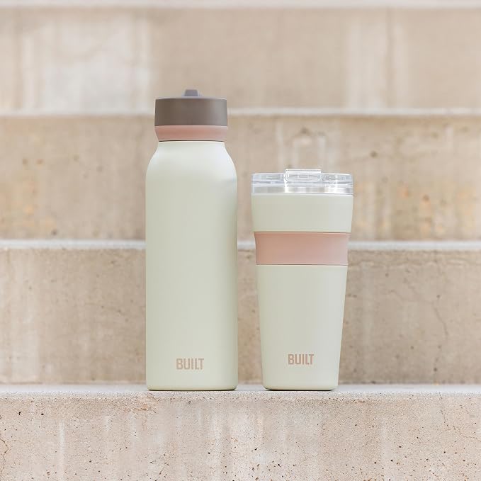 BUILT 24oz Shasta Double Wall Vacuum Insulated Stainless Steel Tumbler with Easy to Clean Flip to Open Lid, Oat - Image 7