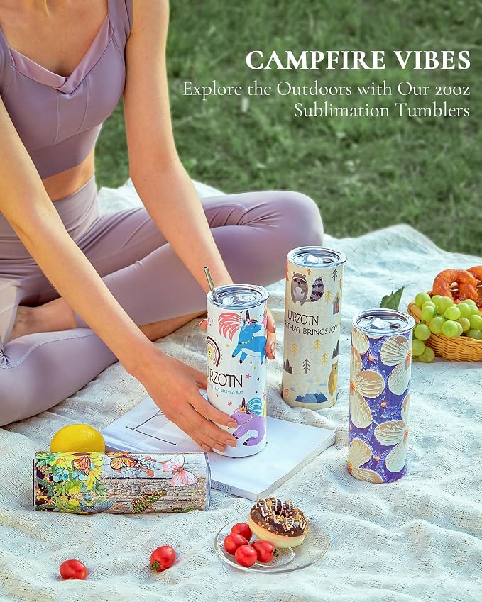 12 Pack 20oz Sublimation Tumbler Skinny Straight Bulk, Stainless Steel Double-Walled Insulated Sublimation Tumbler Blank for Heat Transfer, Gift Box - Image 5