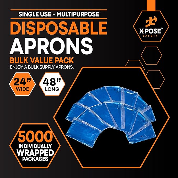 Xpose Safety 5000 Blue Plastic Disposable Aprons - Image 3