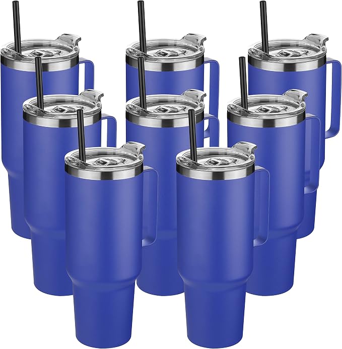 HASLE OUTFITTERS 40 oz Stainless Steel Tumbler with Handle, Vacuum Insulated Tumblers Bulk, Reusable Double Wall Travel Coffee Mug, Durable Powder Coated Water Bottles(Dark Blue, 8) by HASLEOUTFITTERS