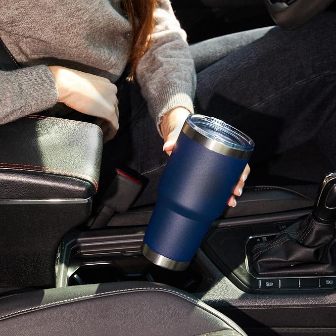MEWAY 30oz Insulated Tumbler With Lids and Straws,Stainless Steel Double Vacuum Coffee Tumbler Cup, Brush, Durable Powder Coated Coffee Cup for Cold & Hot Drinks, Office, Travel(Navy,12 PACK) - Image 7