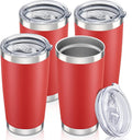 20 oz Tumbler with Lid Stainless Steel Insulated Tumblers Bulk Double Wall Vacuum Cups Powder Coated Travel Mug Keep Drinks Cold and Hot, Wine Red, 4 Pack by Orebigo
