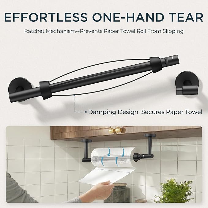 FORIOUS Paper Towel Holder Under Cabinet, SUS304 Wall Mounted Commercial Paper - Image 3