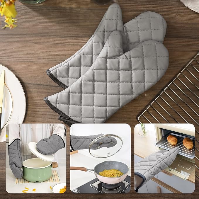 ARCLIBER Oven Mitts 1 Pair of Quilted Lining, Heat Resistant Kitchen Gloves - Image 5