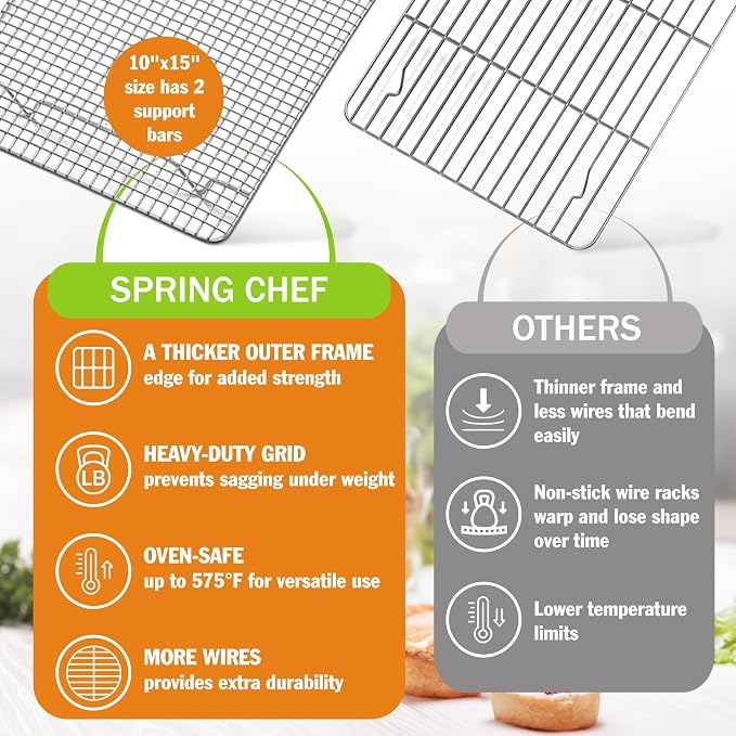 Spring Chef 10" x 15" Stainless Steel Cooling Racks - Image 3