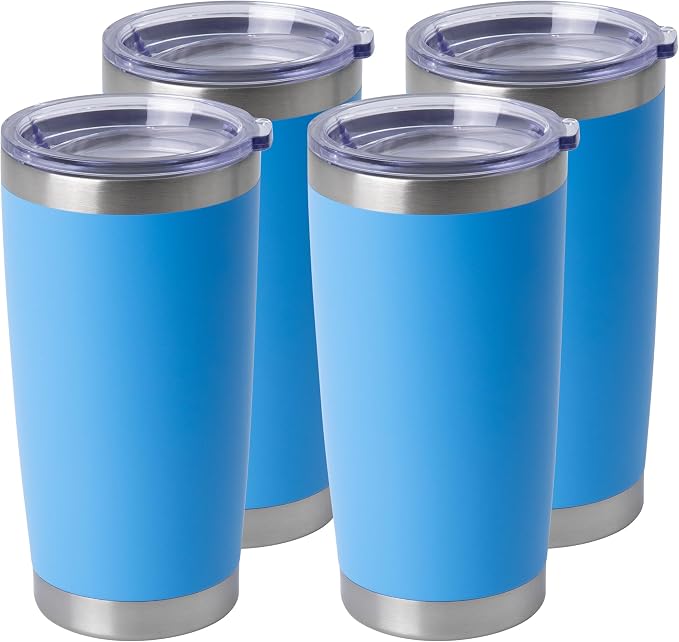 HASLE OUTFITTERS 20oz Stainless Steel Tumblers Bulk, Insulated Travel Cup with Lid, Double Wall Vacuum Coffee Mug for Cold & Hot Drinks 4 Pack, Royal Blue by HASLEOUTFITTERS