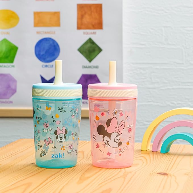 Zak Designs Disney Minnie Mouse Kelso Toddler Cups For Travel or At Home, 15oz 2-Pack Durable Plastic Sippy Cups With Leak-Proof Design is Perfect For Kids (Minnie Mouse) - Image 3