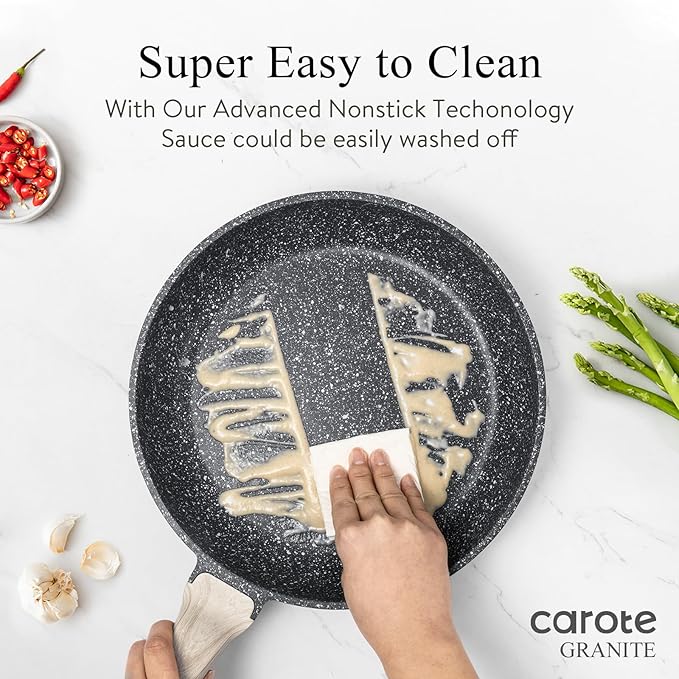 CAROTE Nonstick Frying Pan Skillet, Non Stick Granite Fry Pan Egg Pan Omelet - Image 5