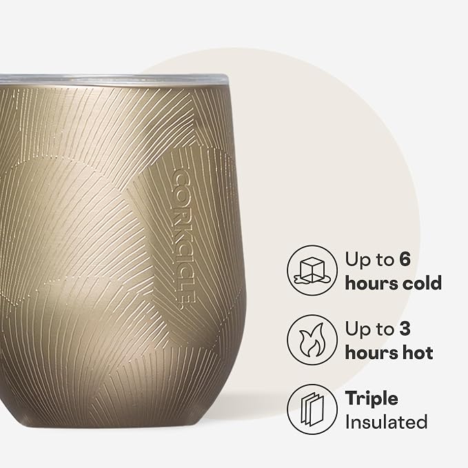 Corkcicle Stemless Wine Tumbler - Keeps Drinks Cold for 6 Hours - Triple-Insulated Stainless Steel - Non-Slip Base - Summer Drinkware Gift - Keeps Drinks Ice Cold - 12 oz - Champagne Dreams - Image 3