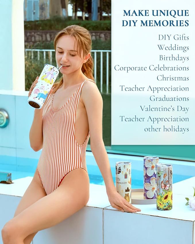12 Pack 20oz Sublimation Tumbler Skinny Straight Bulk, Stainless Steel Double-Walled Insulated Sublimation Tumbler Blank for Heat Transfer, Gift Box - Image 6