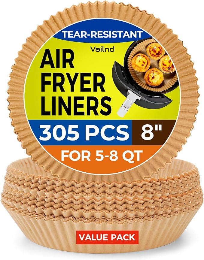 Vailnd Air Fryer Liners Disposable, 305 PCS 8" Round Air Fryer Paper Liners by Vailnd