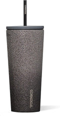 Corkcicle Cold Cup Insulated Tumbler with Straw - Keeps Drinks Cold for 12 Hours - Triple-Insulated Stainless Steel - Leak-Resistant Lid - Summer Drinkware Gift - 24 oz - Steel Shadow by Corkcicle
