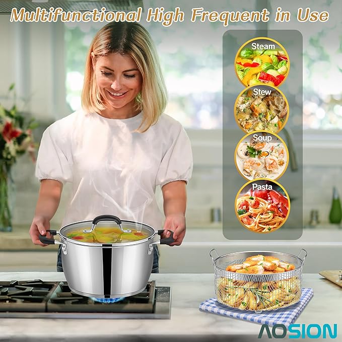 AOSION 6 Quart Stainless Steel Stockpot - Image 4