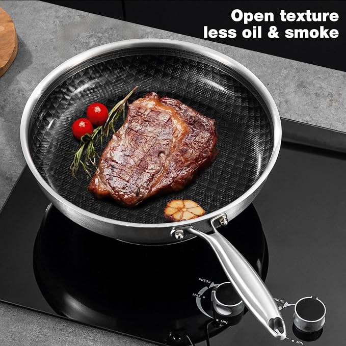 DELARLO 10 inch Tri-Ply Stainless Steel Frying Pan - Image 3