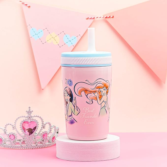 Zak Designs Disney Princess Kelso Toddler Cups For Travel or At Home, 12oz Vacuum Insulated Stainless Steel Sippy Cup With Leak-Proof Design For Kids (Ariel, Belle, Cinderella, Mulan, Tiana) - Image 9