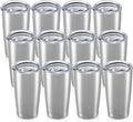 20 oz Tumbler with Lid Stainless Steel Insulated Tumblers Bulk Double Wall Vacuum Cups Powder Coated Travel Mug Keep Drinks Cold and Hot, Stainless Steel, 12 Pack by Orebigo