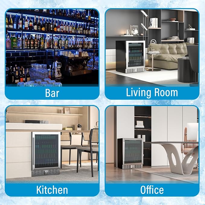 Compact Beverage Refrigerator, 5.3Cu.Ft/166 Can Mini Fridge with Glass Door and Digital Display, Small Drink Fridge with Adjustable Shelves for Soda, Silent Undercounter Mini Fridge for Home - Image 7