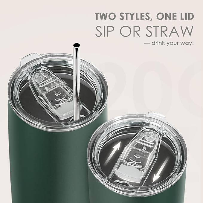 SANDJEST Dark Green Tumbler 20oz Stainless Steel Double Wall Vacuum Insulated, Green Travel Coffee Cup, Gifts for Men Women Birthday Christmas - Image 5