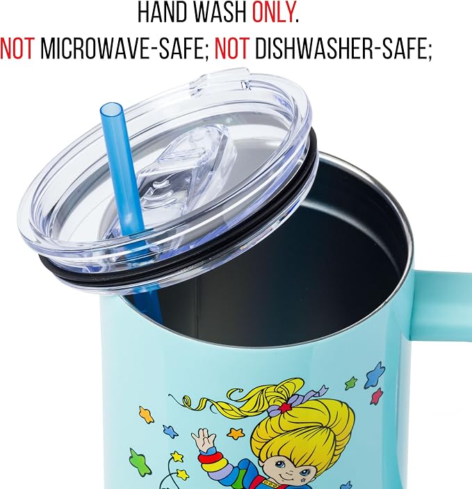 Silver Buffalo Rainbow Brite and Twink Sparkle Double Walled Stainless Steel Tumbler with Handle and Straw, Fits in Standard Cup Holder, 40 Ounces - Image 4