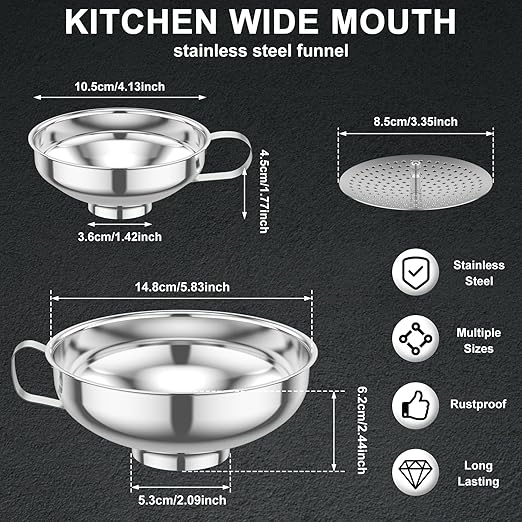6 Piece Stainless Steel Canning Funnel Set - Image 2