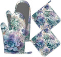Succulent Botanical Floral Oven Mitts and Pot Holders Sets of 4, Heat Resistant by Unknown