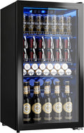 130 Can Beverage Refrigerator, 3.2 Cu.Ft Mini Fridge Beverage Cooler | Glass Door, 35–65°F Digital Temperature Display, Adjustable Shelves, Beverage Fridge for Soda, Beer & Wine by Manastin