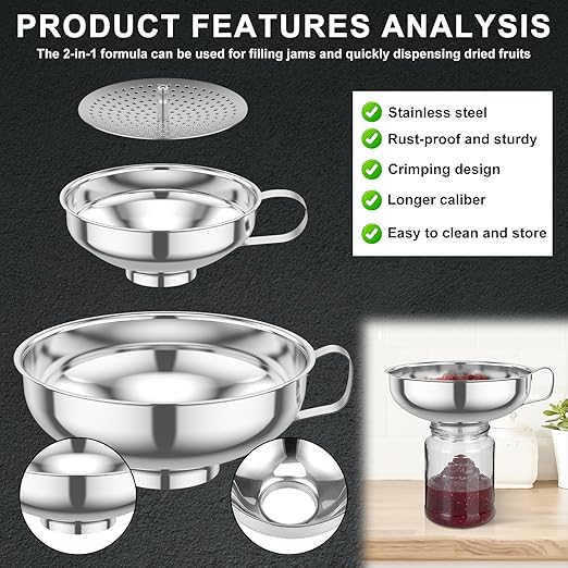 3 Piece Stainless Steel Canning Funnel Set - Image 5