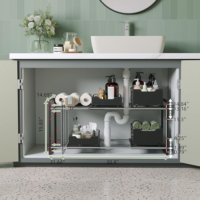 NETEL Adjustable Under Sink Organizers and Storage, Expandable Cabinet Storage - Image 5