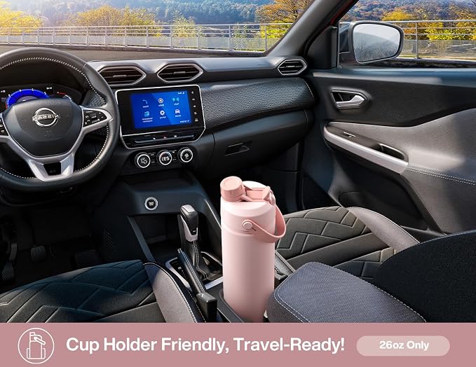 POWCAN 26 oz Insulated Water Bottle with 2-in-1 Straw and Spout Lid, Keep Cold 24H, Leak-Proof, Fits in Car Cup Holder, Stainless Steel Water Bottle for Gift, Holiday, Travel and School (Sweet Rosy) - Image 5