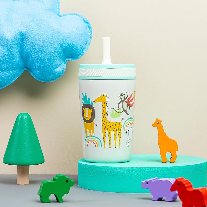 Zak Designs Kelso Toddler Cups For Travel or At Home, 12oz Vacuum Insulated Stainless Steel Sippy Cup With Leak-Proof Design is Perfect For Kids (Safari) - Image 9