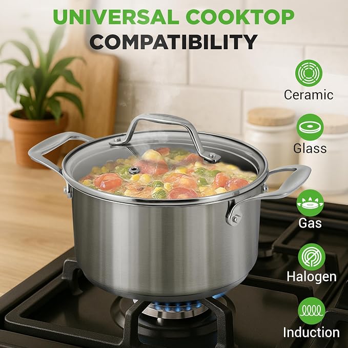 NutriChef 6 Quart Stainless Steel Stock Pot - Image 3
