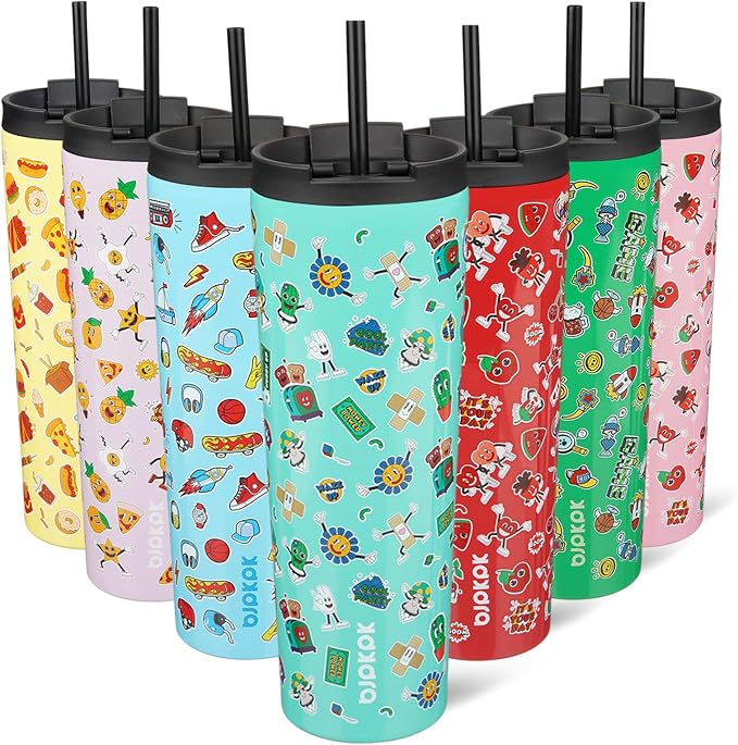 BJPKPK 30oz Stainless Steel Insulated Tumbler With lid And Straw Travel Coffee Thermal Tumblers Cup For Women And Men,Spring Party Green by BJPKPK