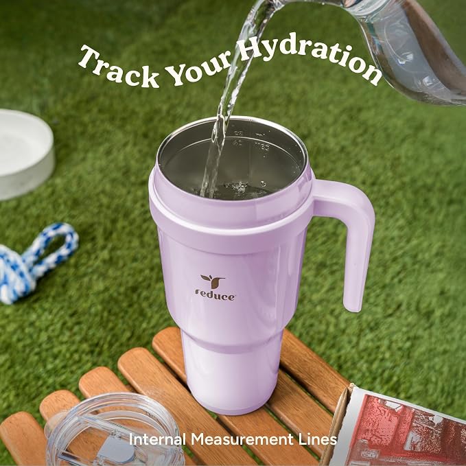 REDUCE 40 oz Stainless Steel Tumbler with Handle - Dual-Wall Vacuum Insulated Travel Mug, Sweat-Proof Lid & Reusable Straw - Keeps Drinks Cold for 24 Hrs, Fits Cupholders, Dishwasher Safe - Matcha - Image 6