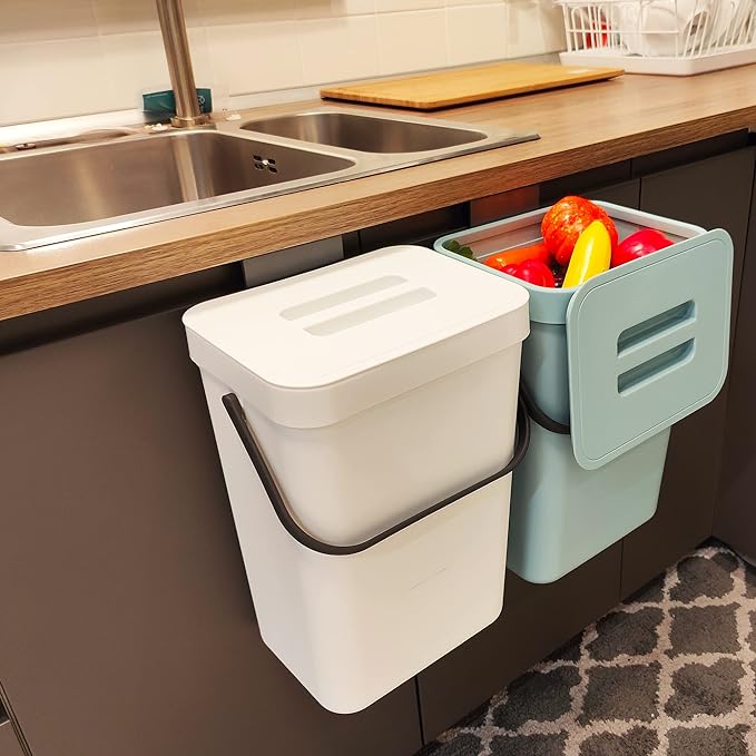 stonespace Hanging Trash Can, 3.2 Gallon/12L Small Waste Bin by stonespace