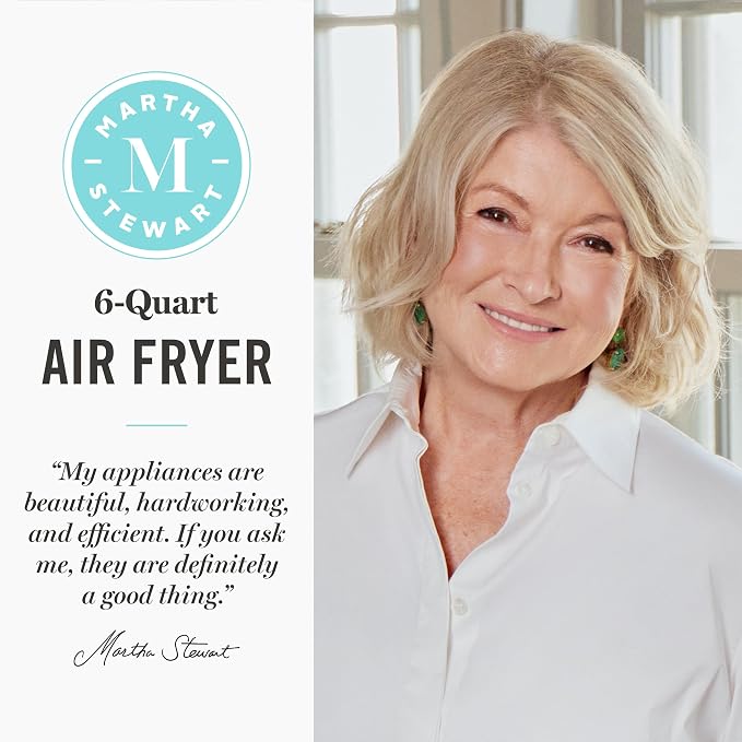 Martha Stewart 6-Quart Air Fryer, 6 Presets, Space Saving, Honeydew Sage - Image 2