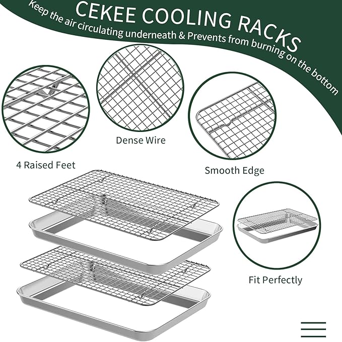 CEKEE 4 PCs Small Baking Sheet - Image 4