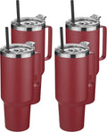 HASLE OUTFITTERS 40 oz Stainless Steel Tumbler with Handle, Vacuum Insulated Tumblers Bulk, Reusable Double Wall Travel Coffee Mug, Durable Powder Coated Water Bottles(Wine Red, 4) by HASLEOUTFITTERS