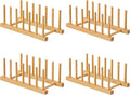 HBlife 4pcs Bamboo Dish Plate Bowl Cup Book Pot Lid Cutting Board Drying Rack by HBlife