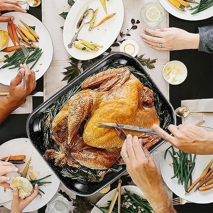 Roasting Pan with Rack, 16 x 11 Inch Rectangular Roasting Pan, 20lb Turkey - Image 7