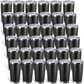 Sieral 36 Pack Stainless Steel Tumblers Bulk with Lids Double Wall Vacuum Insulated Coffee Cups Blank leakproof Powder Coated Tumblers for Engraving Wedding Graduation Party Favors(20 oz,Black) by Sieral