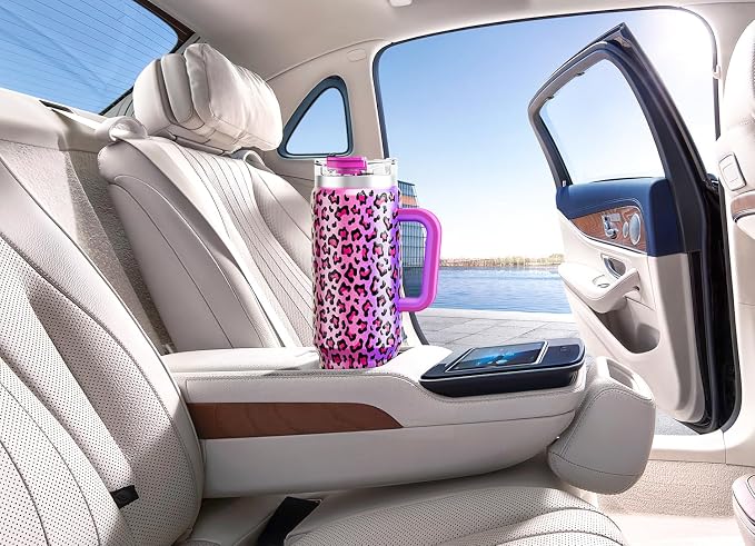 Meoky 40 oz Tumbler with Handle and Straw, Insulated Tumbler with Lid and Straw, Stainless Steel Travel Mug, Keeps Cold for 34 Hours, 100% Leak Proof, Fits in Car Cup Holder (Celebration) - Image 7