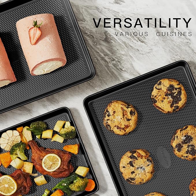 HONGBAKE 2 Pack Half Sheet Pan Set, 1/2 Cookie Sheets - Image 4