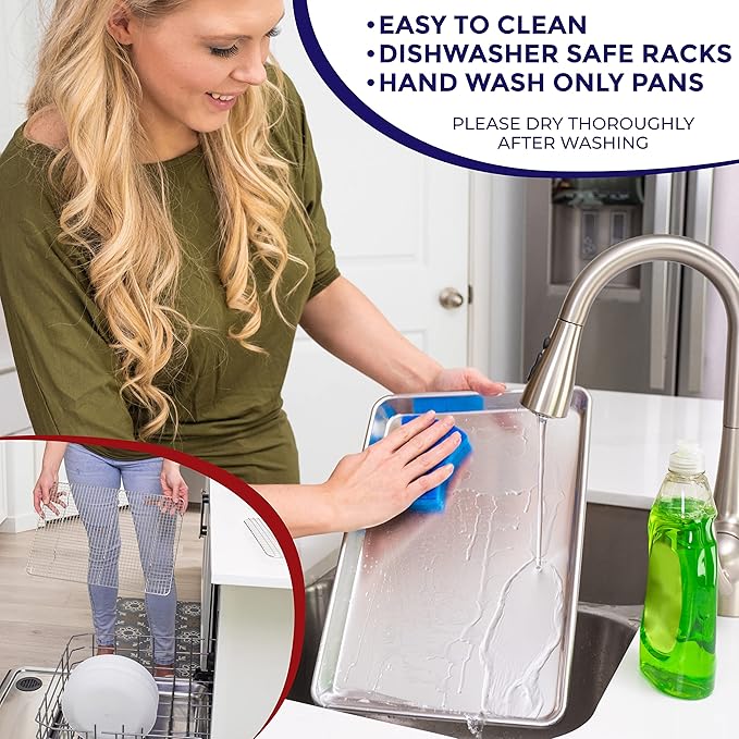 KITCHENATICS Aluminum Jelly Roll Pan 15x10 and Stainless Steel Rack Set - Image 3